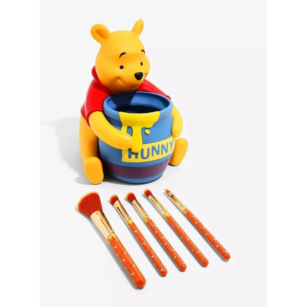 RARE Loungefly Boxlunch Disney Winnie Pooh 5 Makeup Brush Gift Set Holder NEW